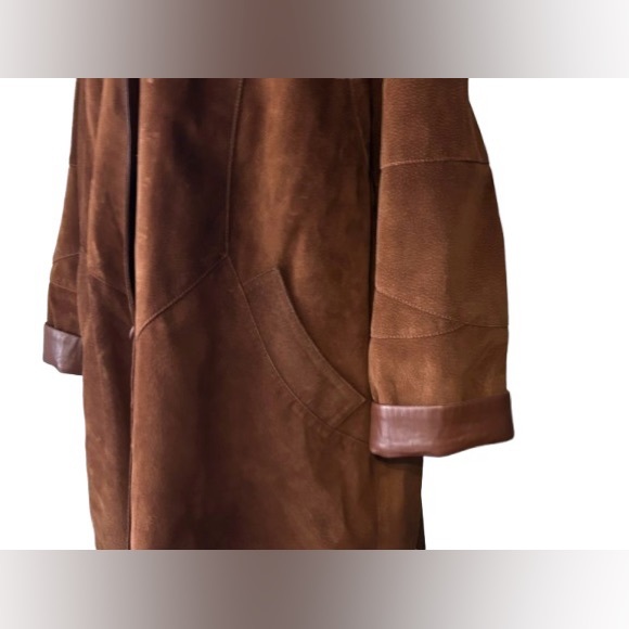 Stunning Estate Brown Leather Suede Jacket Coat Large Medium Designer 90s 80s - Picture 8 of 15